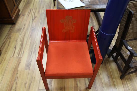 A Prince of Wales Investiture armchair, 1969, designed by Earl Snowden, Carl Tomms and John Pound,